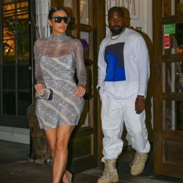 Kim Kardashian in a transparent dress went on a date with her husband 