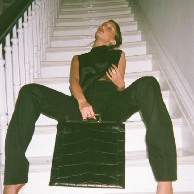Bella Hadid showed a gorgeous figure in a black pantsuit